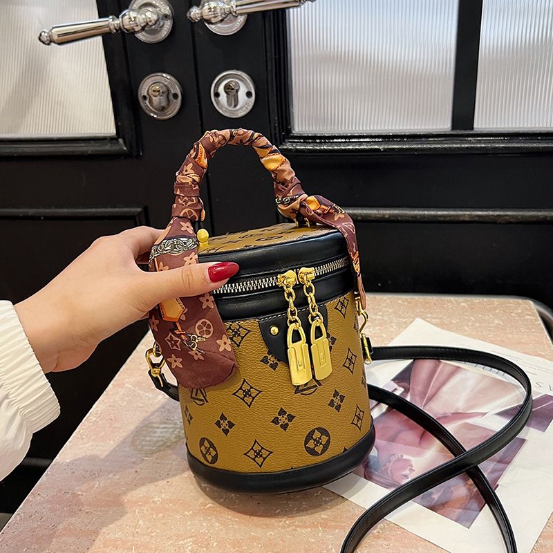 Round Top-Handle Crossbody Bucket Bag