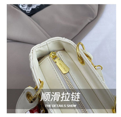 Mini Diamond-Quilted Handbag With Rose Charm