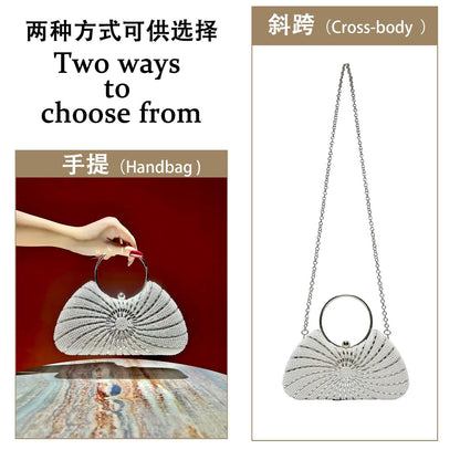 Spiral Beaded Ring-Handle Evening Handbag