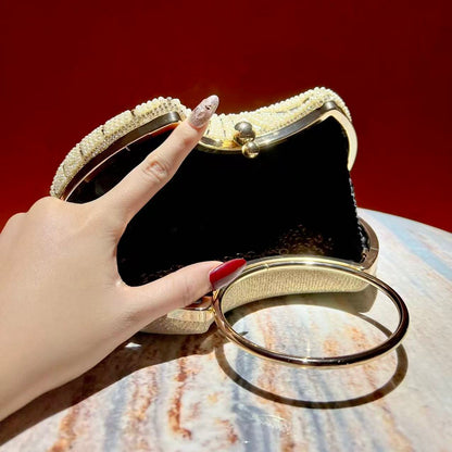 Spiral Beaded Ring-Handle Clutch