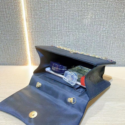 Multicolor Crystal Top-Handle Evening Bag