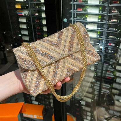 Pearl & Rhinestone Twist-Flap Clutch