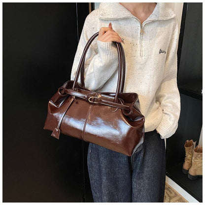 Large-Capacity Shoulder Tote With Magnetic & Zip Closures