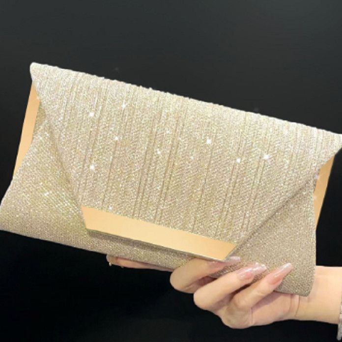 Pleated Glitter Bar-Accent Clutch
