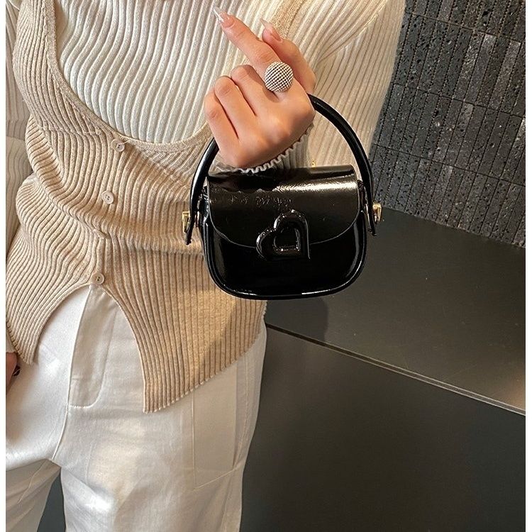 Heart-Buckle Mini Saddle Crossbody Bag