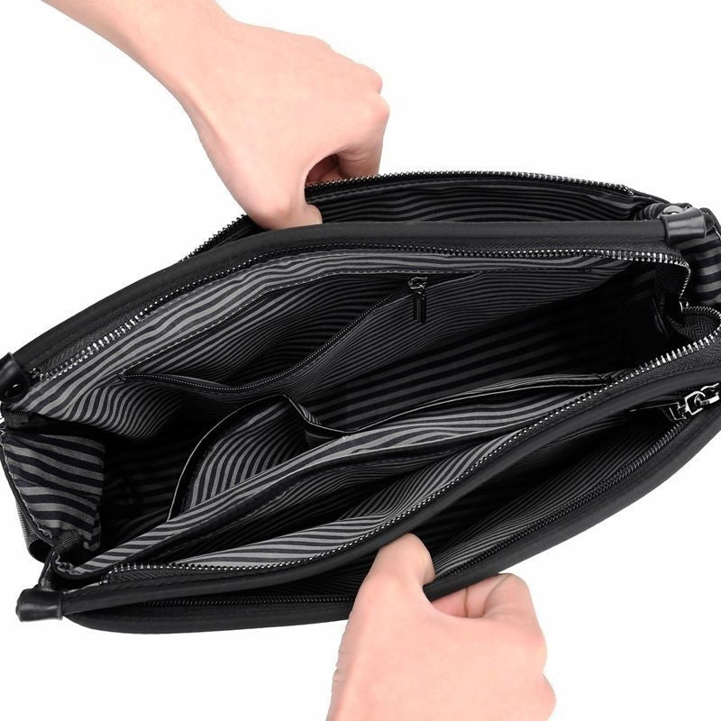 Men's Large-Capacity Pebble-Texture Messenger Bag