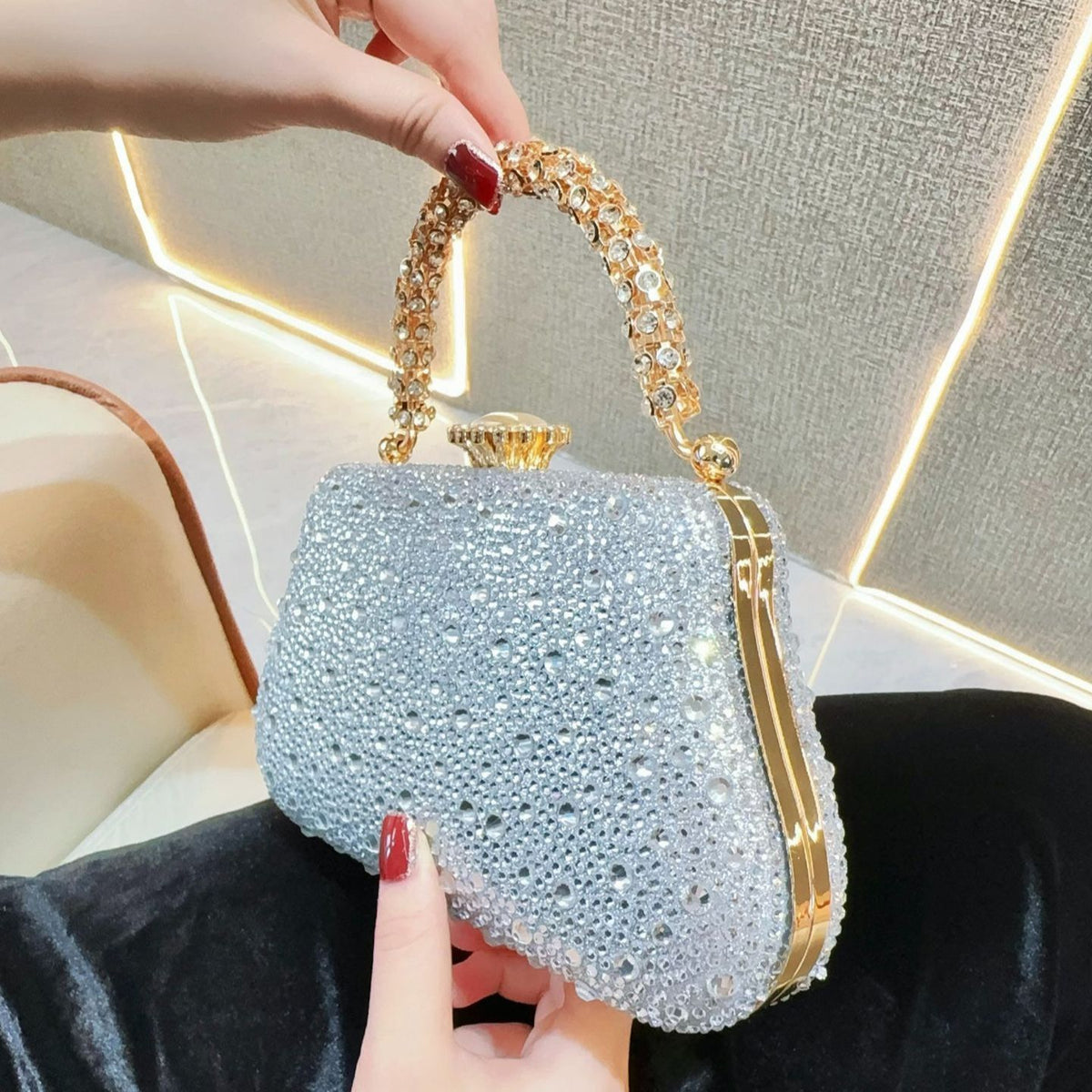 Rhinestone Mini Chain Evening Bag