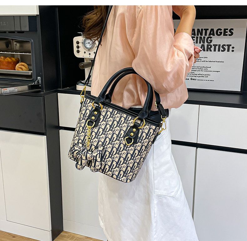 Letter-Print Commuter Shoulder & Crossbody Bag