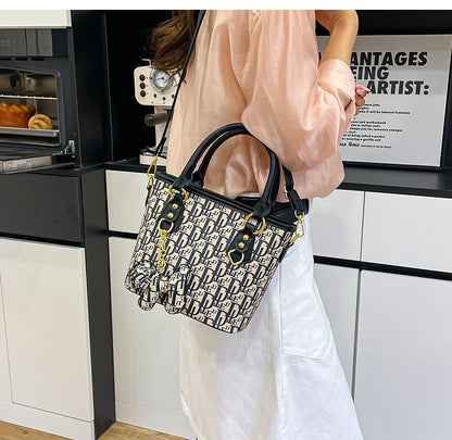 Letter-Print Commuter Shoulder & Crossbody Bag