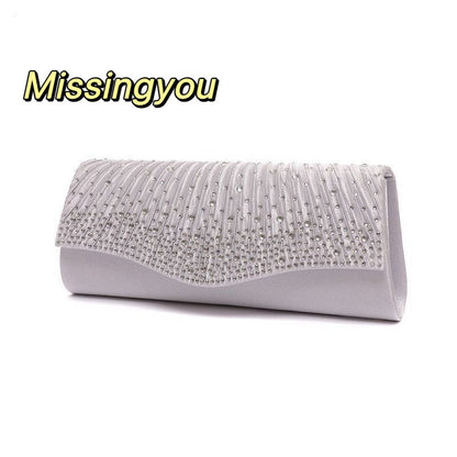Pleated Glitter Envelope Clutch