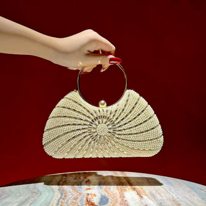 Spiral Beaded Ring-Handle Clutch