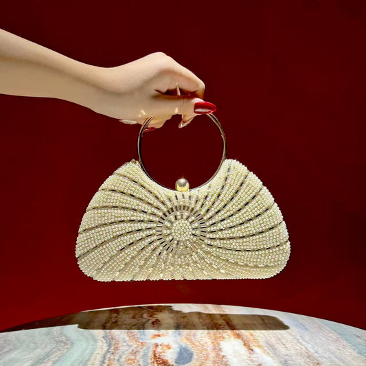 Spiral Beaded Ring-Handle Clutch