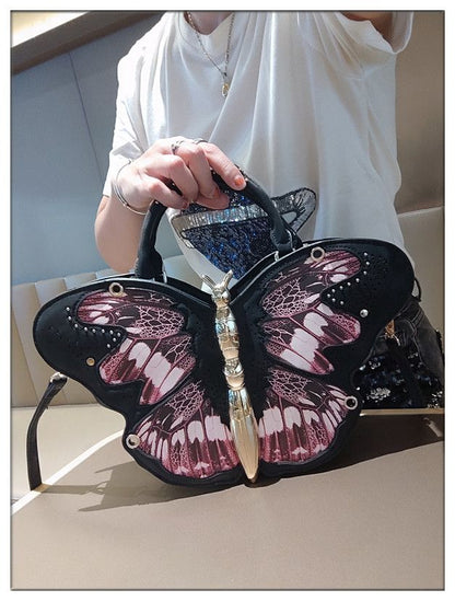 Butterfly Patchwork Handbag With Stud Details