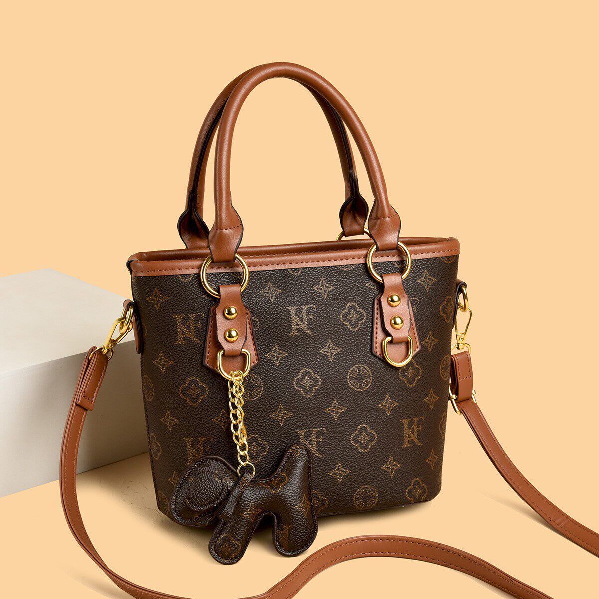 Letter-Print Commuter Shoulder & Crossbody Bag