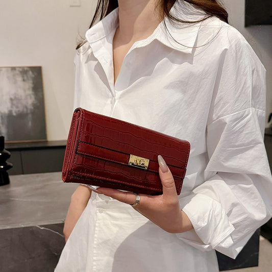 Crocodile-Texture Long Wallet - product view 2