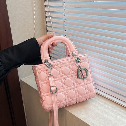 Diamond-Quilted Top-Handle Crossbody Bag