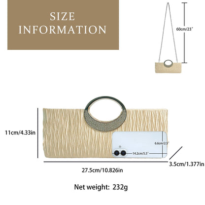 Pleated Ring-Handle Evening Handbag