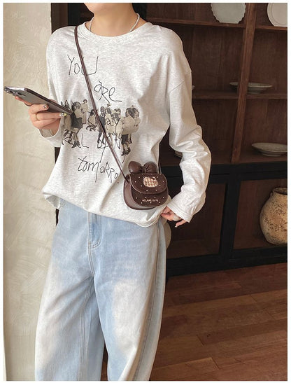 Brown Bow Mini Coin & Lipstick Crossbody Bag