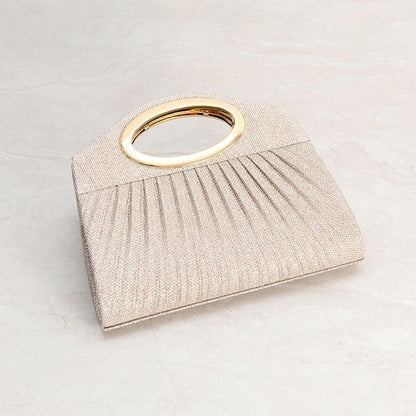 Pleated Oval-Handle Evening Clutch
