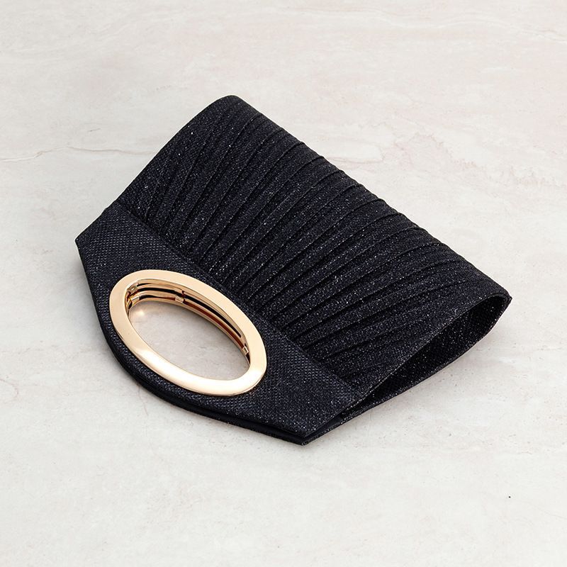 Pleated Oval-Handle Evening Clutch