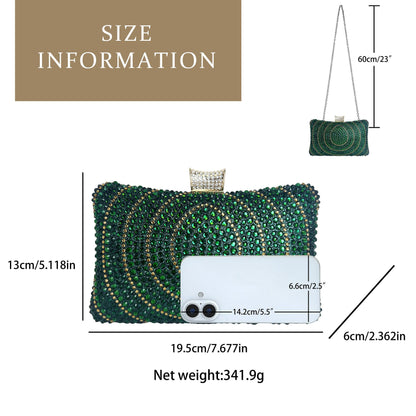 Circular-Pattern Rhinestone Box Clutch