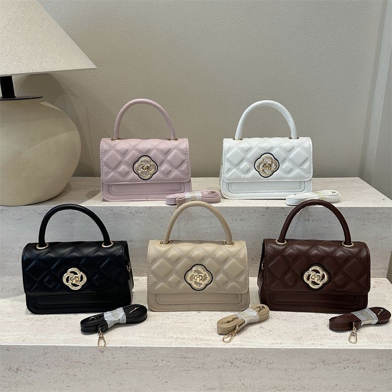 Diamond-Quilted Square Top-Handle Commuter Bag