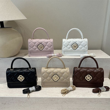 Diamond-Quilted Square Top-Handle Commuter Bag
