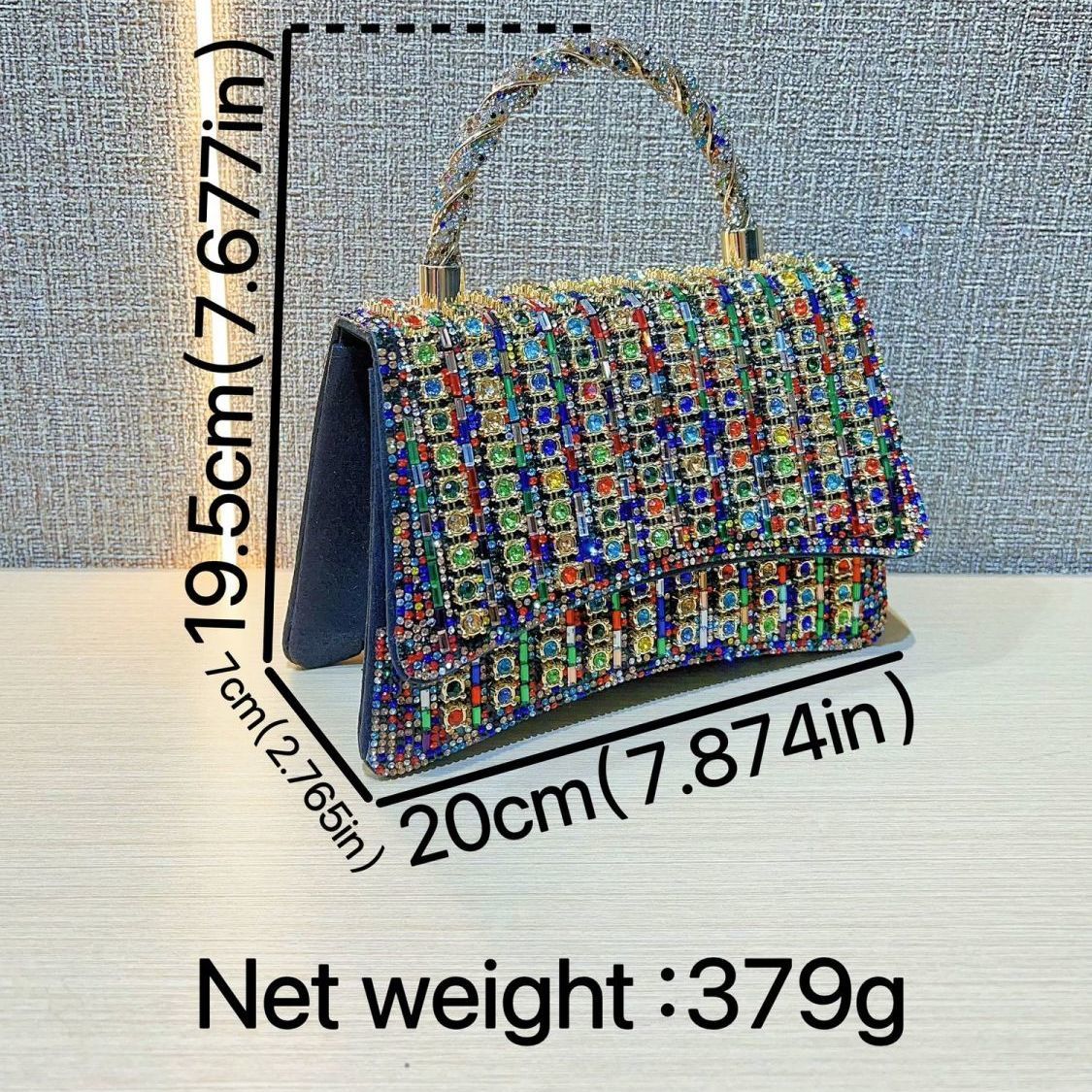Multicolor Crystal Top-Handle Evening Bag