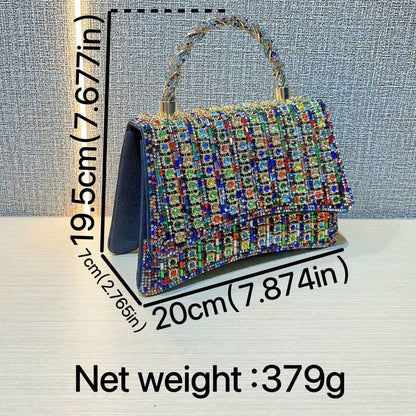 Multicolor Crystal Top-Handle Evening Bag