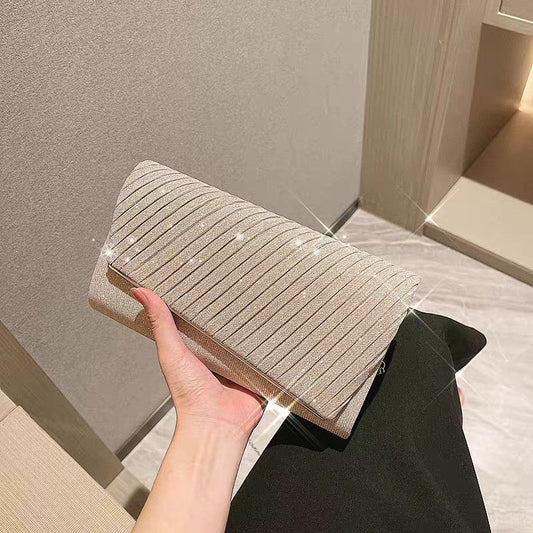 Shimmering Pleated Envelope Clutch