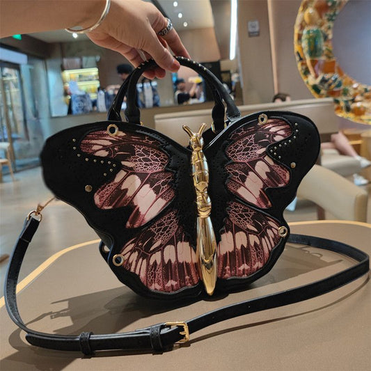 Butterfly Patchwork Handbag With Stud Details