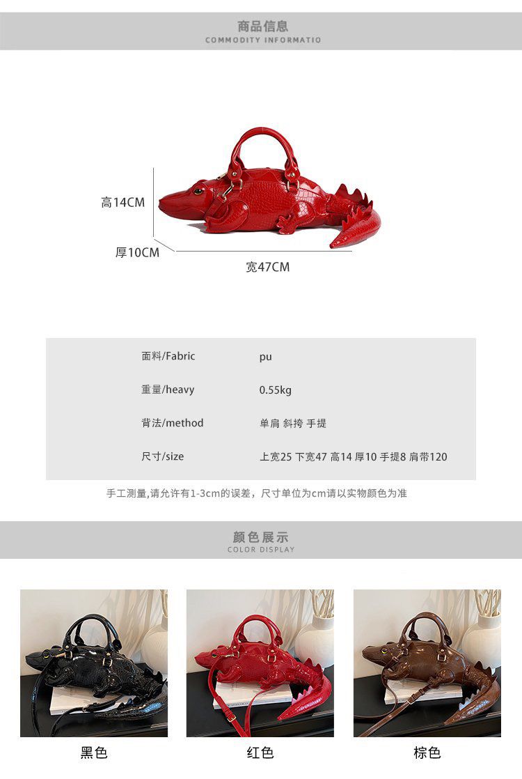 Crocodile-Shaped Top-Handle Crossbody Handbag