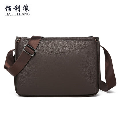 Men's Large-Capacity Pebble-Texture Shoulder Bag