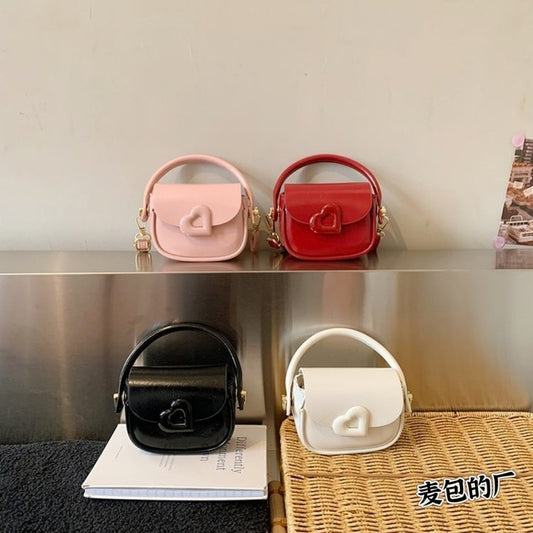 Heart-Buckle Mini Saddle Crossbody Bag