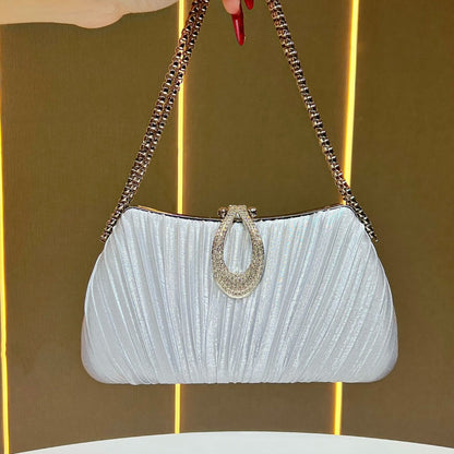 Pleated Teardrop-Accent Evening Handbag