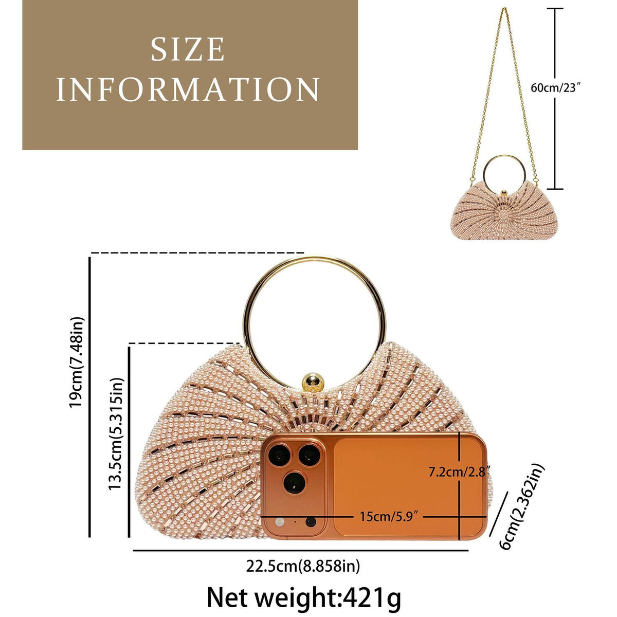 Spiral Beaded Ring-Handle Evening Bag