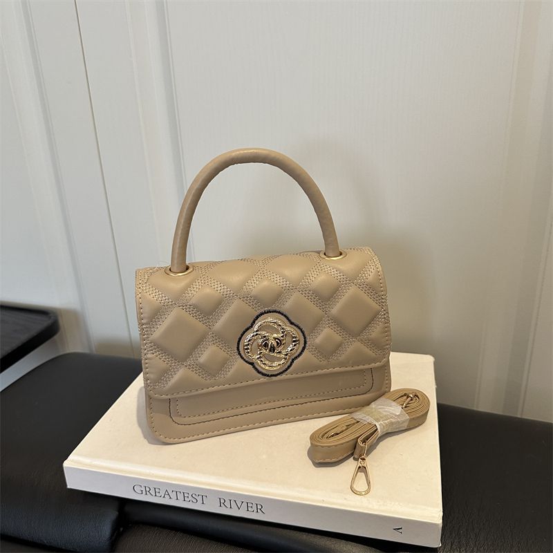 Diamond-Quilted Square Top-Handle Commuter Bag