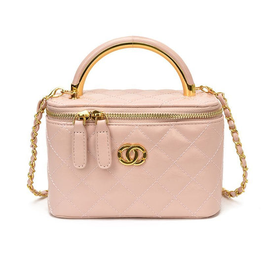 Classic Brown Diamond-Quilted Chain Bag