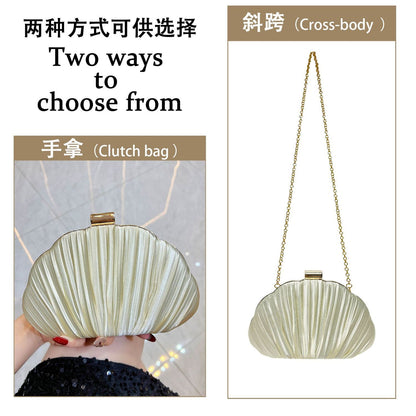 Pleated Shell-Shaped Evening Clutch