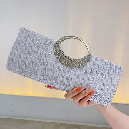 Pleated Ring-Handle Evening Handbag
