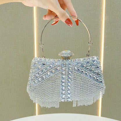 Crystal Tassel Top-Handle Evening Bag