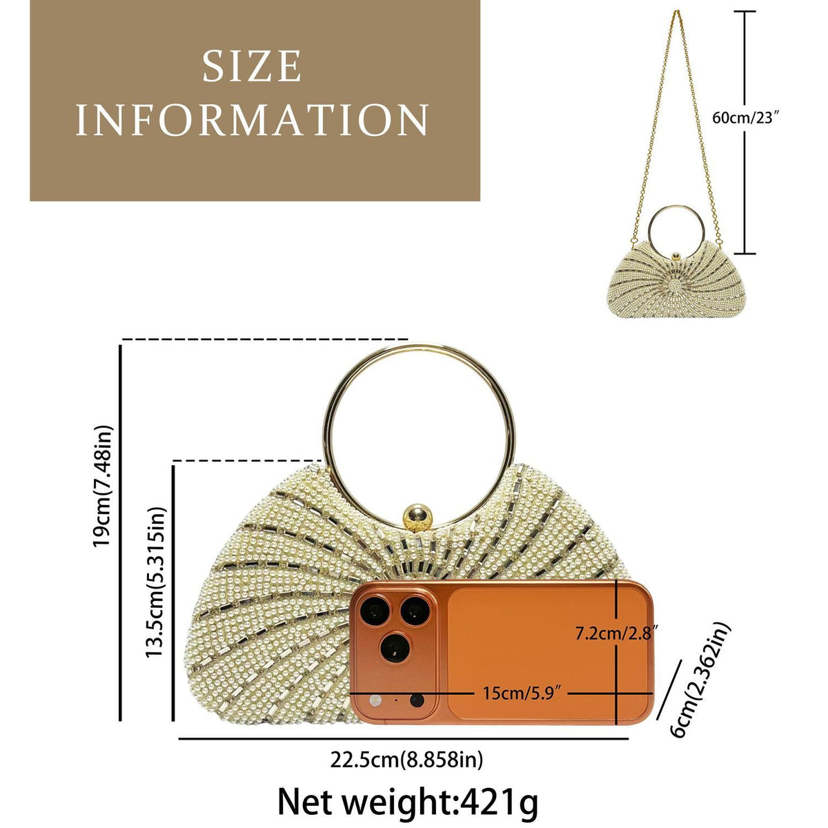 Spiral Beaded Ring-Handle Clutch