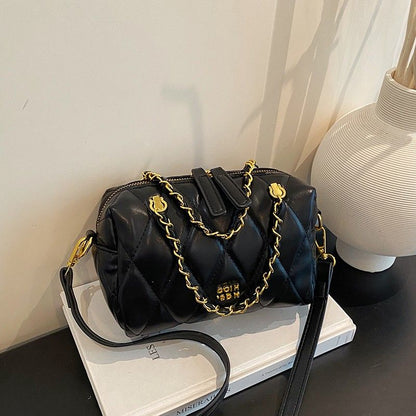 Diamond-Quilted Pillow Bag With Chain Strap
