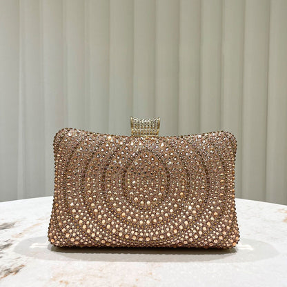 Circular-Pattern Rhinestone Box Clutch