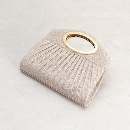 Pleated Oval-Handle Evening Clutch