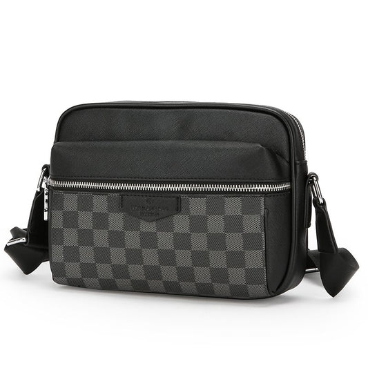 Men's Plaid Square Crossbody Bag