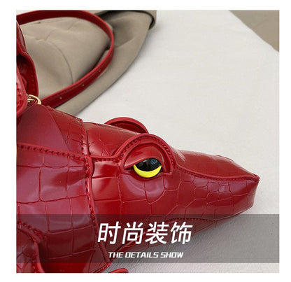 Crocodile-Shaped Top-Handle Crossbody Handbag