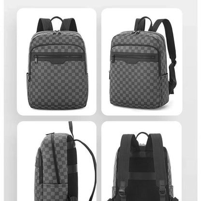 Men's Large-Capacity Plaid Backpack