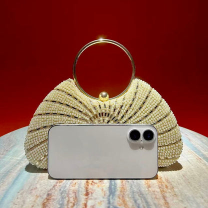 Spiral Beaded Ring-Handle Clutch