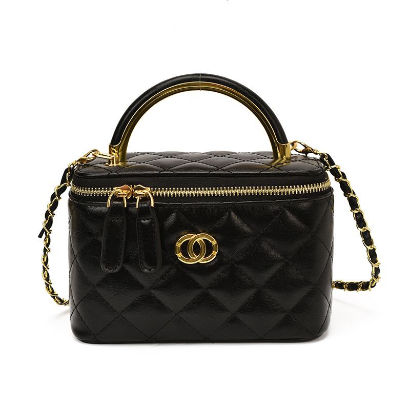 Classic Brown Diamond-Quilted Chain Bag